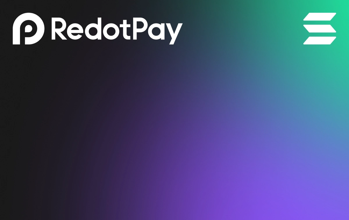 Tarjeta RedotPay con degradado y logo de Solana